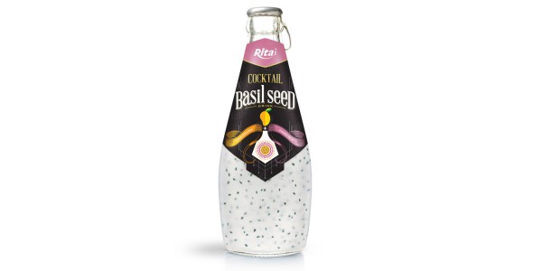 Cocktail flavor with basil seed 290ml glass bottle