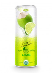 Organic sparking coconut water with lime