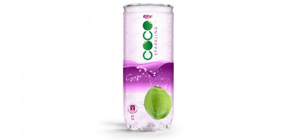 Sparking coconut water with grape flavor 250ml Pet can 